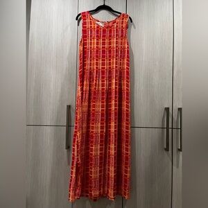 Sarah Elizabeth Vintage Maxi Sundress Size 12 Pink Red Orange‎ Plaid Sleeveless